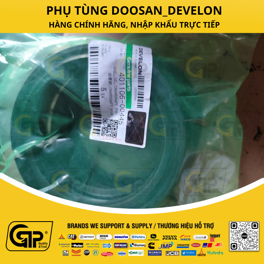 Develon (Doosan & Hyundai) 401106-00445 Phốt Làm Kín Trục Sau P222FE; PU222TI; DV22-OOP00