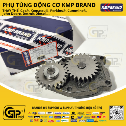 KMP Brand 3800828 Oil Pump / Bơm Nhớt Bôi Trơn 4BT3.3, 4BT3.9, 6BT5.9, 6CT8.3, 6L8.9, 3802278, J906415, J910066, J918213, J921067, J924644, J926201, J930338, J948071