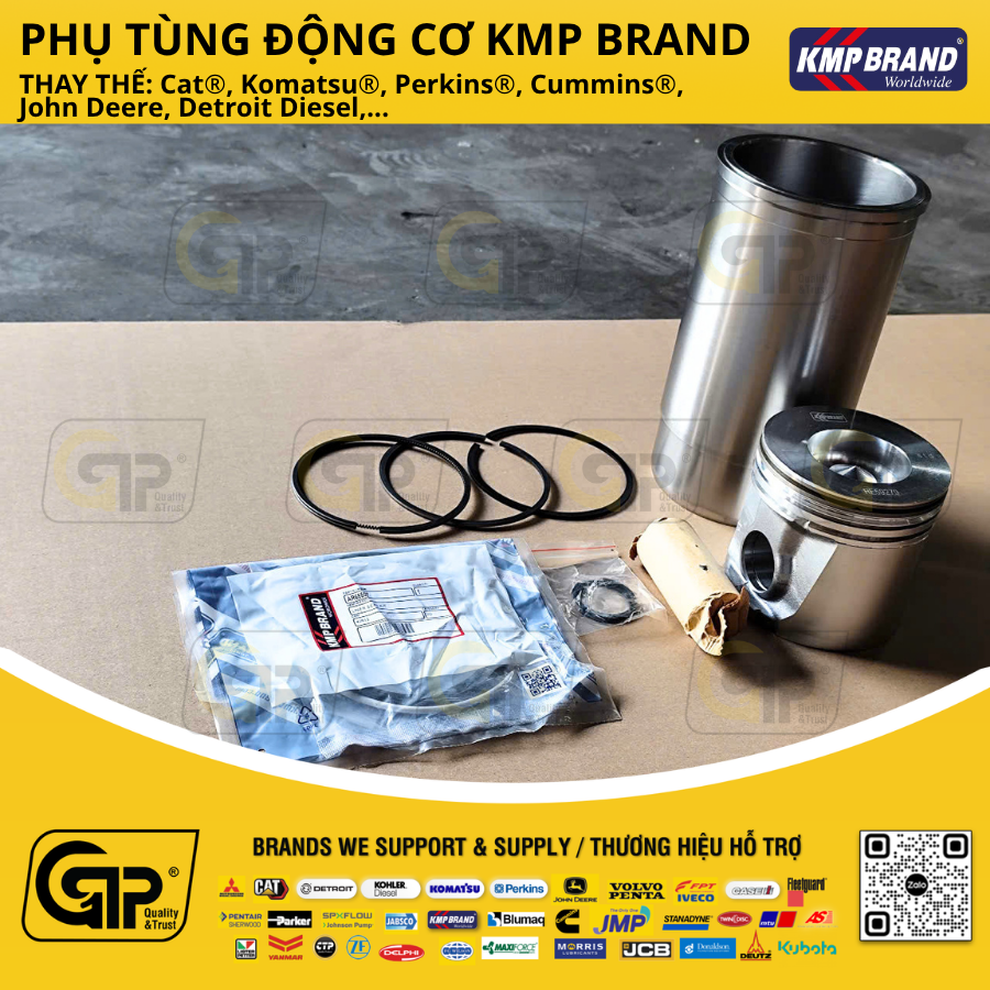 KMP Brand RE520835 Piston Liner Kit / Bộ Sơ Mi Xy Lanh 310J, 210LE, 324H