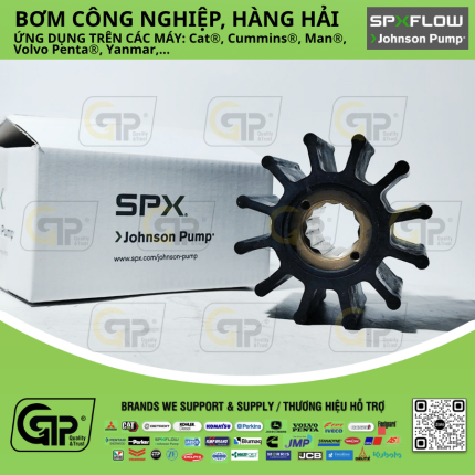 Johnson Pump 09-500B Impeller Kit / Cánh Cao Su Bơm Nước , Jabsco 31500-0001, 2999-0001, Yanmar 43600-400410, 43600-400411, SP500, BK-0132, 45B53-10201, Yanmar 43600-400410, 43600-400411, JMP 9100-01K