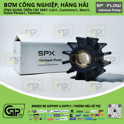 Johnson Pump 09-500B Impeller Kit / Cánh Cao Su Bơm Nước , Jabsco 31500-0001, 2999-0001, Yanmar 43600-400410, 43600-400411, SP500, BK-0132, 45B53-10201, Yanmar 43600-400410, 43600-400411, JMP 9100-01K