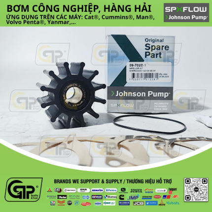 Johnson Pump 09-702B-1 Impeller Kit / Cánh Cao Su Bơm Nước Crusader 97179; Chrysler 3675763; Chrysler 4142878; Cummins 4B; Onan MDL6; Chris Craft 454; Thuyền giải trí 454, Jabsco 18948-0001, 17954-0001, Sherwood 10615K, ONAN 132-0349, DJ PUMP 08-20-1201, Johnson 09-702B-1, 702B-1, 702B