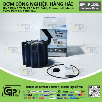 Johnson Pump 09-704BT-1 Impeller Kit / Cánh Cao Su Bơm Nước Cummins 6B 300HP B Series; Cummins C Series; CAT 3208; CAT 3116; CAT 3126; Deere 6076; Sherwood Pump P17 series, Sherwood 17000K, Jabsco 18958-0001