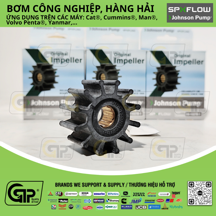 Johnson Pump (SPX Flow) 09-1027B-1 Impeller Kit / Cánh Cao Su Bơm Nước dành cho F5, MC97, SPL, bộ dụng cụ bảo dưỡng (bao gồm vòng đệm O-ring, phớt, glycerin) F5, MC97, Perkins 460038, Johnson Pump 08-1027B-1, Volvo 825940, Yanmar 129470-42530