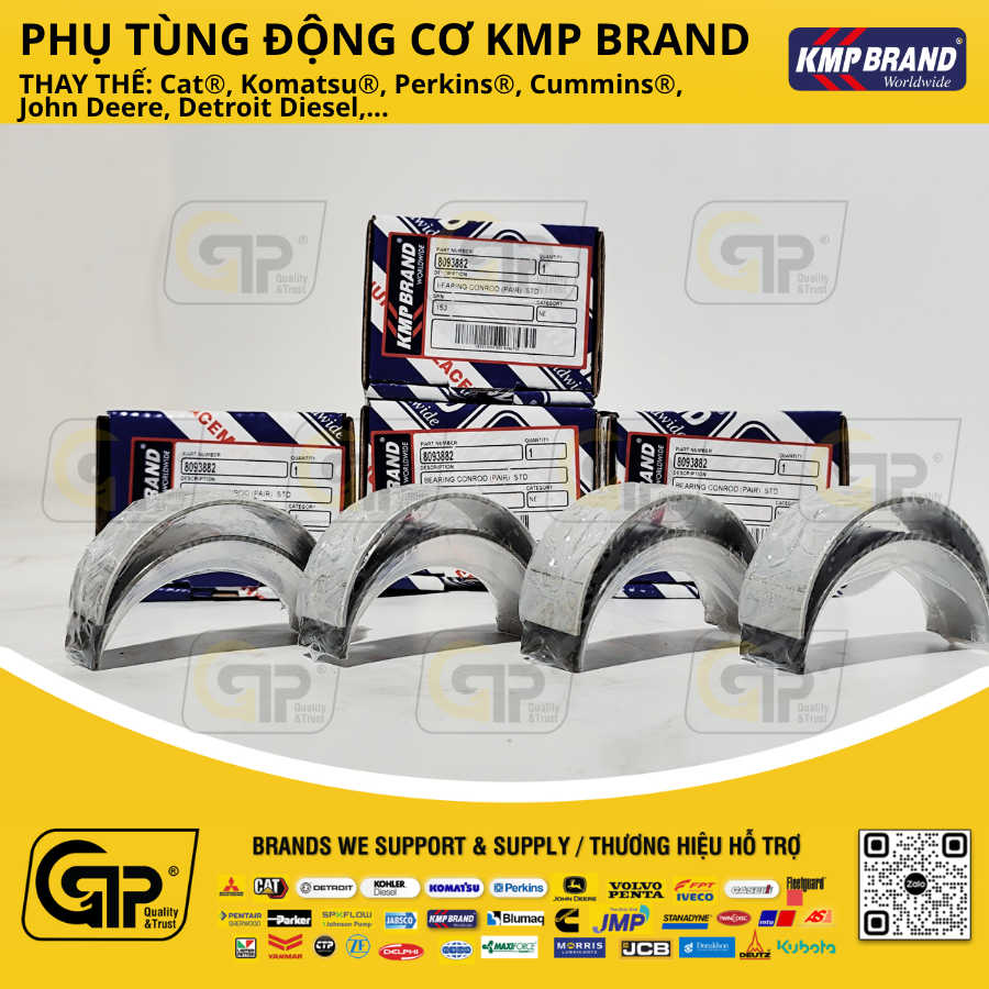 KMP Brand 8093882 Conrod Bearing, STD / Bạc Tay Biên STD Iveco F4GE0485A, NEF 45 TIER 2, NEF 45 TIER 3, NEF 67 TIER 2, NEF 67 TIER 3, 8099205, 107001750, A68650