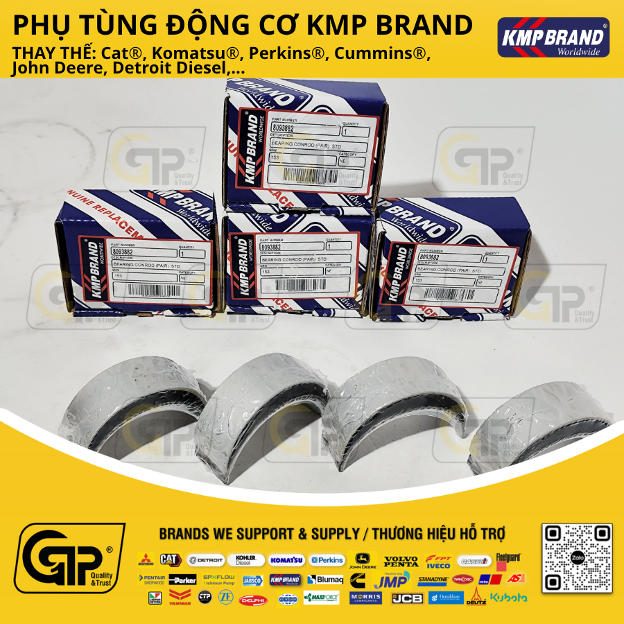 KMP Brand 8093882 Conrod Bearing, STD / Bạc Tay Biên STD Iveco F4GE0485A, NEF 45 TIER 2, NEF 45 TIER 3, NEF 67 TIER 2, NEF 67 TIER 3, 8099205, 107001750, A68650