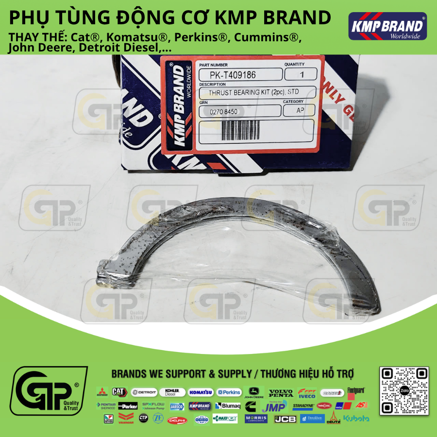 KMP Brand PKT409186 Thrust Bearing Kit / Bạc Chặn Trục C6.6, 1106D, 276-7390, 2767390, 364-5154, 3645154, 220016