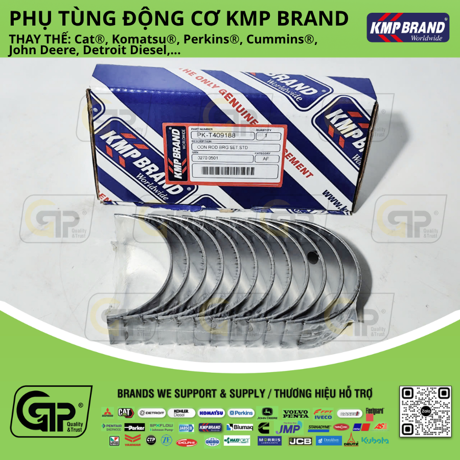 KMP Brand PKT409188 Con Rod Brg Set,Std / Bạc Tay Biên C6.6, 1106D, U5ME0022, 436-7781, 4367781, 219270, 242-1349