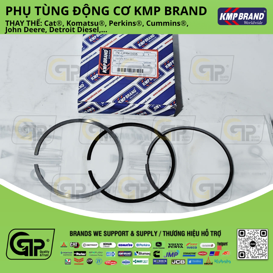 KMP Brand PKUPRK0005 Piston Ring Set / Bộ Xéc Măng C4.4, C6.6, 1106D, 1104D