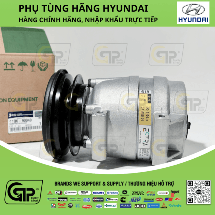 Hyundai 11Q6-90040 V5 A/C Compressor / Máy Nén Lạnh R330-9, R210-9 R320-9, HW140, HW160, HW210, HX140L, HX160L, HX180L, 11Q690040, A5W00258A, 11Q6-90041, 11Q690041, 715618