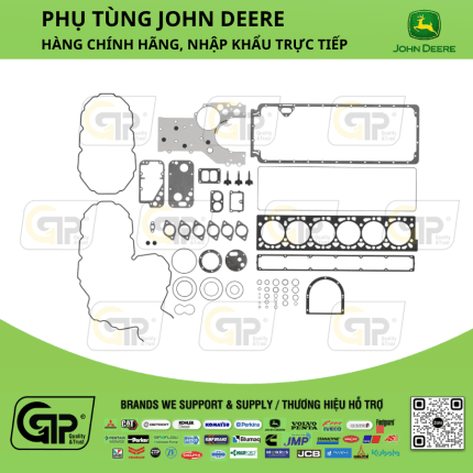 John Deere Brand RE535190 Engine Rebuild Gasket Kit / Bộ Gioăng Đại Tu 6068TF250